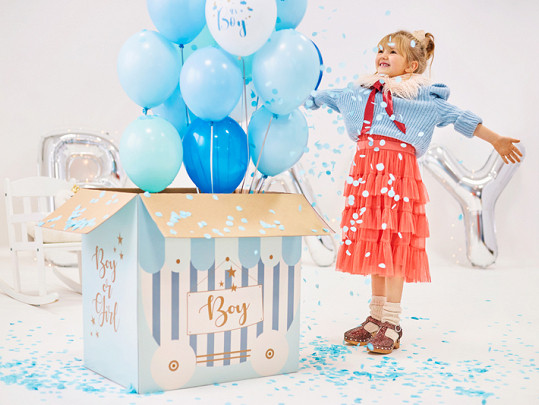 Karton do balonów - Boy or Girl / 60x40x60 cm (osobno doliczane koszty niegabarytowej przesyłki)