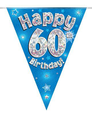 Girlanda niebieskie flagietki "60 urodziny"