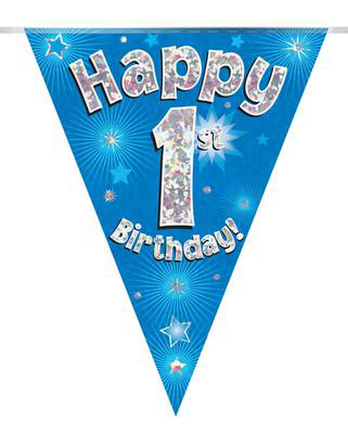 Girlanda niebieskie flagietki "1 urodziny"
