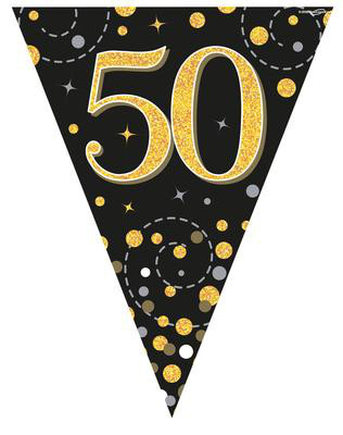 Girlanda czarne flagietki "50 urodziny"