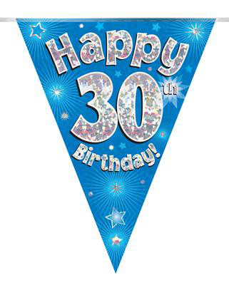Girlanda niebieskie flagietki "30 urodziny"