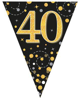 Girlanda czarne flagietki "40 urodziny"