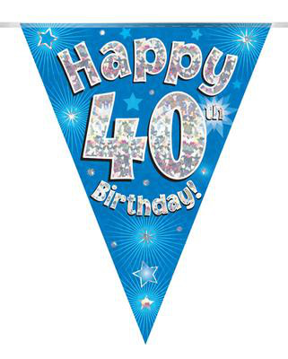 Girlanda niebieskie flagietki "40 urodziny"