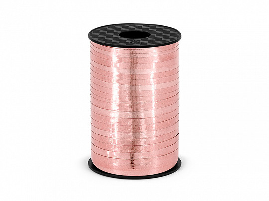 Wstążka plastikowa metalizowana, różowe złoto / 5mmx225m