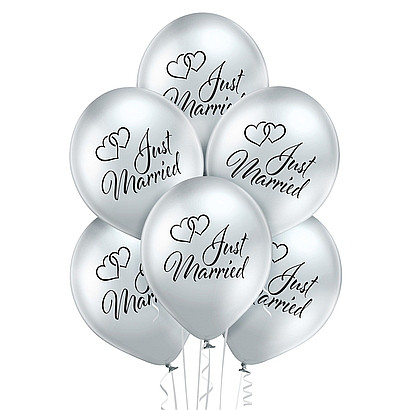 Balony lateksowe Glossy 12" z napisem "Just Married"