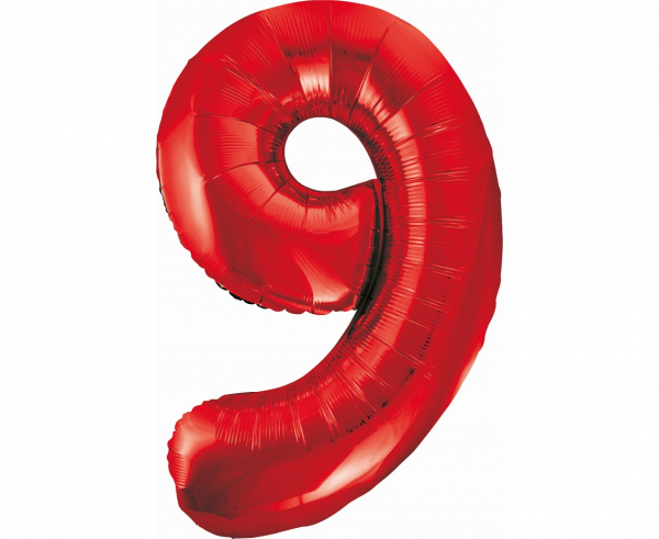 Balon foliowy cyfra 9, czerwona / 85 cm
