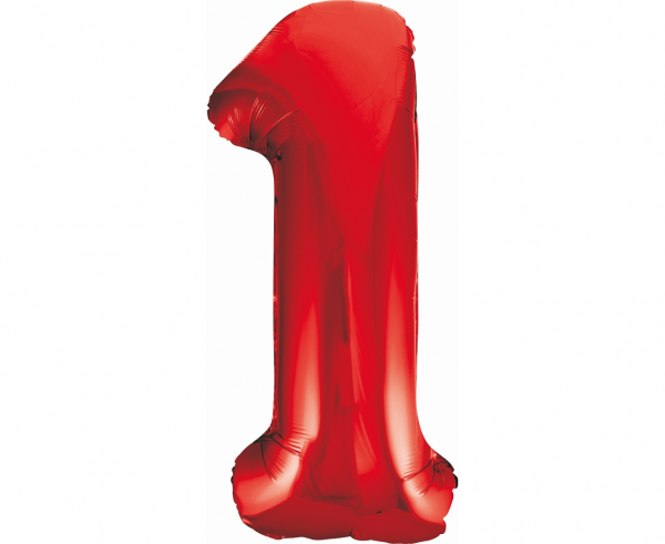 Balon foliowy cyfra 1, czerwona / 85 cm