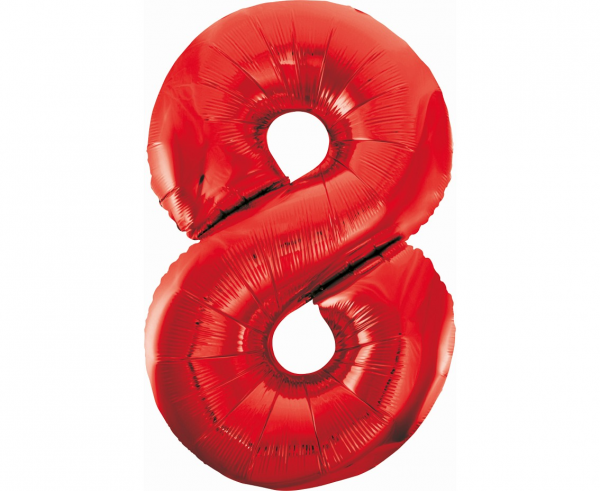 Balon foliowy cyfra 8, czerwona / 85 cm