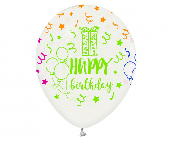 Balony lateksowe 12" "Happy Birthday"
