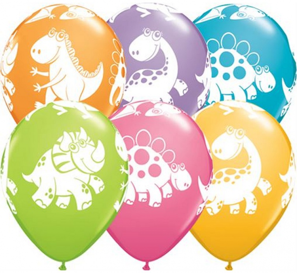 Balony lateksowe QL 11" Dinozaury