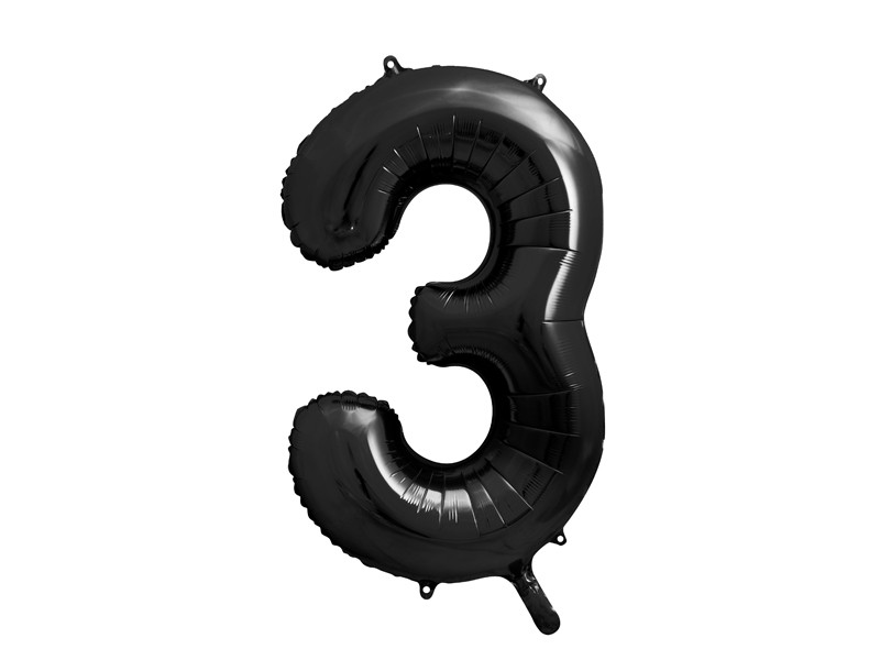 Balon foliowy Cyfra "3", 86cm, czarny