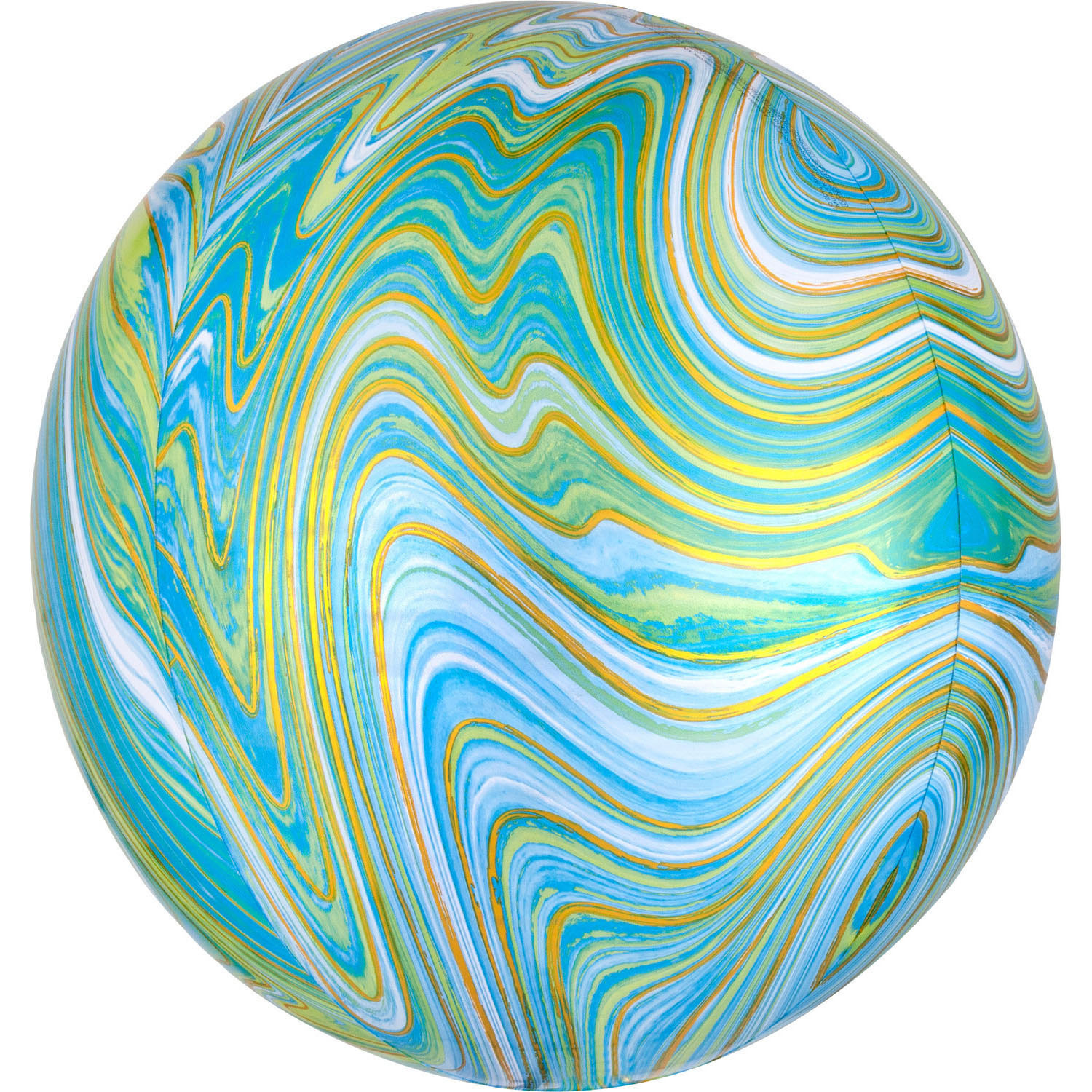 Balon foliowy Orbz - Kula Marble zielona / 38x40 cm