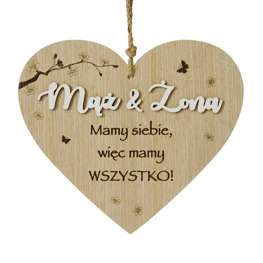 Drewniane serce "Mąż & Żona"