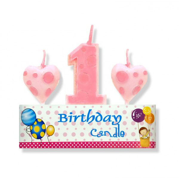 Zestaw świeczek na tort na 1 urodzinki dziewczynki