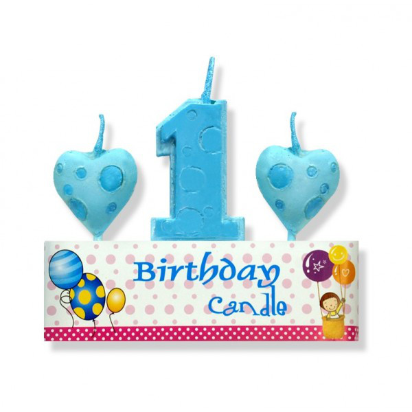 Zestaw świeczek na tort na 1 urodzinki dla chłopca