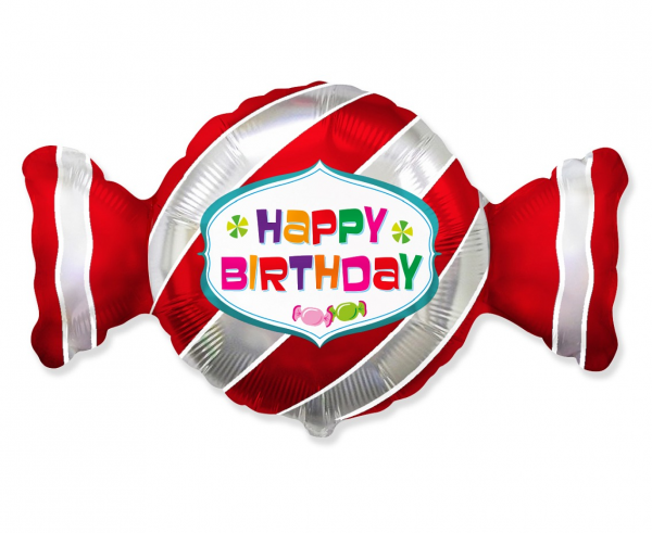 Balon foliowy 24" cukierek "Happy Birthday" (niezapakowany)