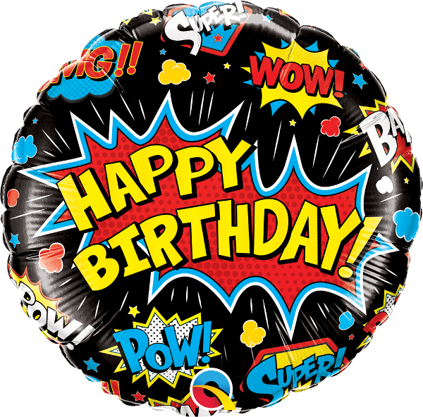 Balon Superbohaterowi "Happy Birthday"