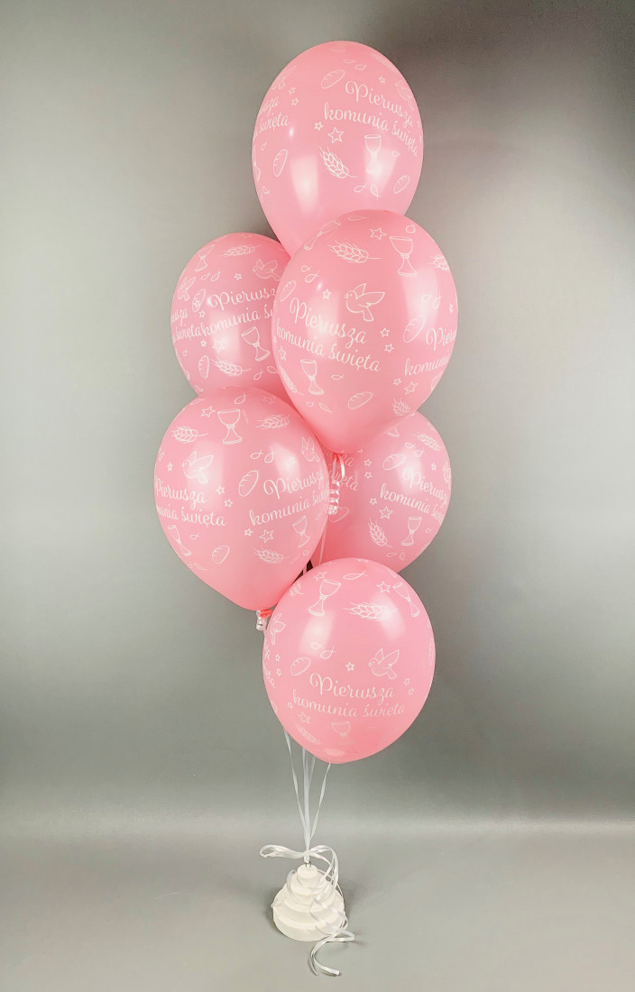 Balony Komunijne lateksowe na I Komunię Świętą, różowe