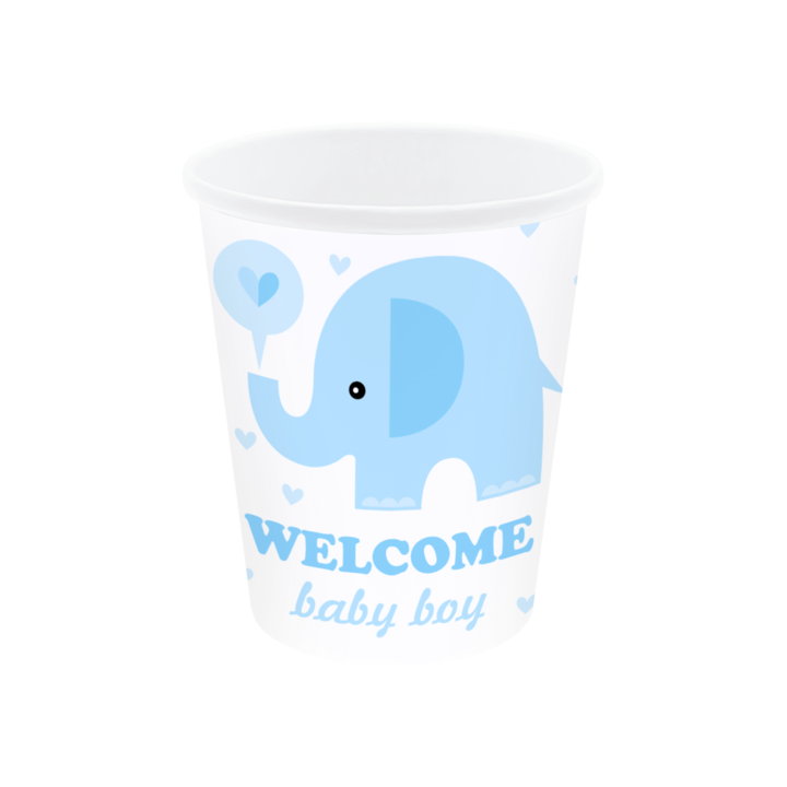 Kubeczki na Baby Shower "Niebieski słonik"