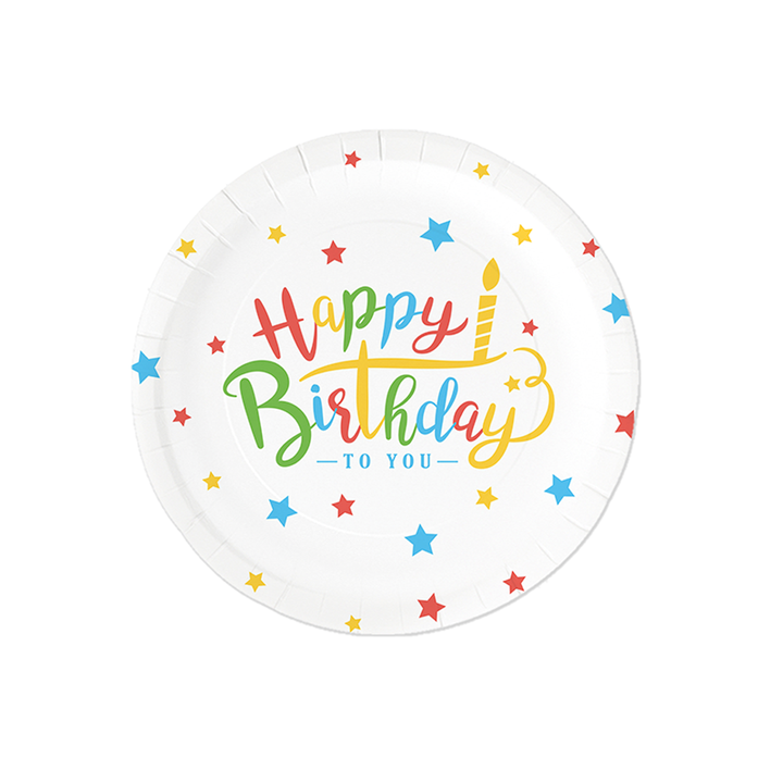 Talerzyki "Happy Birthday" Kolorowe urodziny