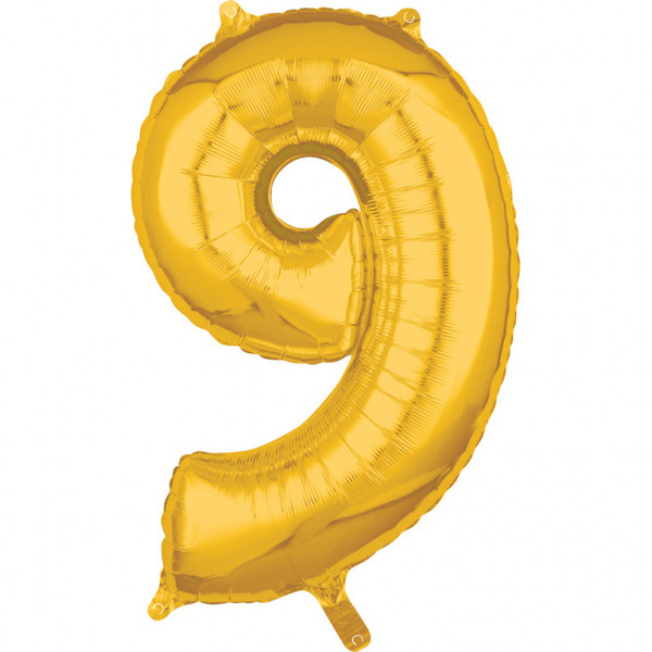 Balon foliowy Middle Size złota cyfra "9"