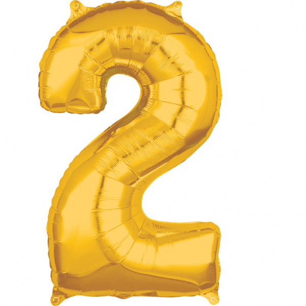 Balon foliowy Middle Size złota cyfra "2"