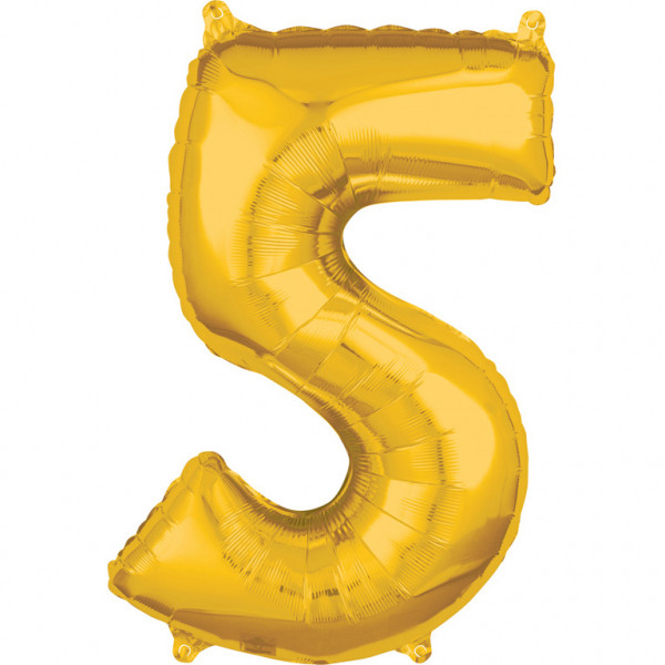 Balon foliowy Middle Size złota cyfra "5"