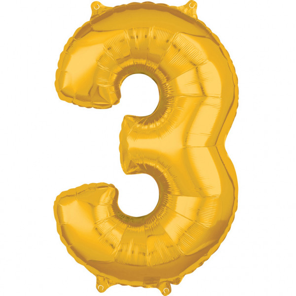 Balon foliowy Middle Size złota cyfra "3"