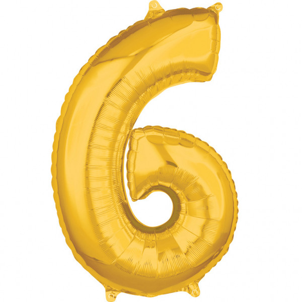 Balon foliowy Middle Size złota cyfra "6"