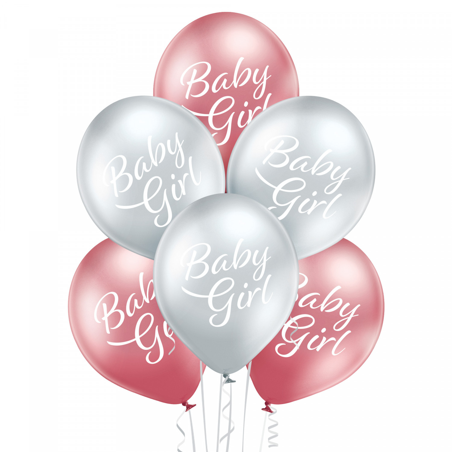 Balony lateksowe chrom "Baby Girl"