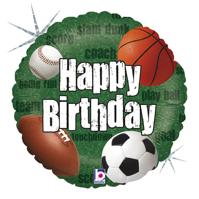 Balon foliowy "Happy Birthday" Sport / 46 cm
