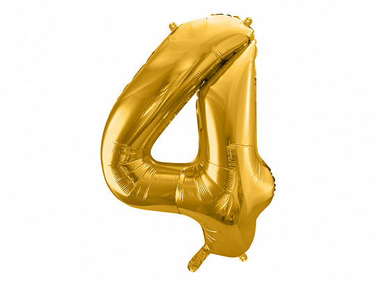 Balon foliowy metalizowany Cyfra "4" złota, 86 cm / FB1M-4-019