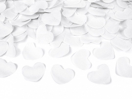 Wystrzałowa tuba konfetti  - białe serca / 40 cm