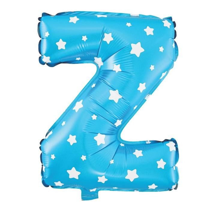 Balon foliowy niebieski w gwiazdki litera Z / 40 cm