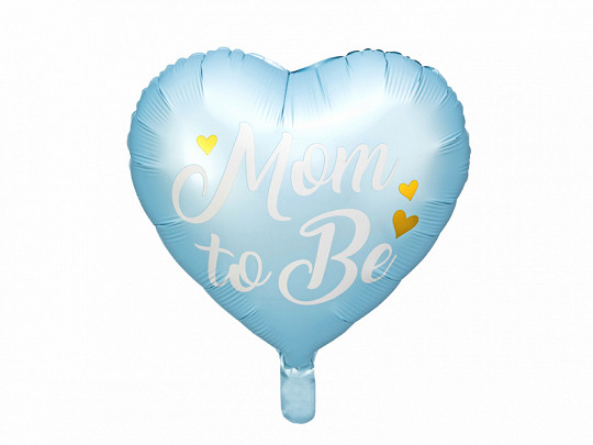 Niebieski balon foliowy "Mom to Be" / 35 cm