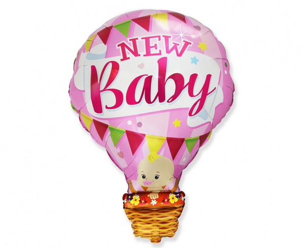 Balon foliowy 24" "New Baby" różowy (niezapakowany)