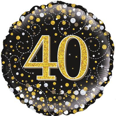Czarny balon holograficzny "40"
