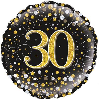 Czarny balon holograficzny "30"