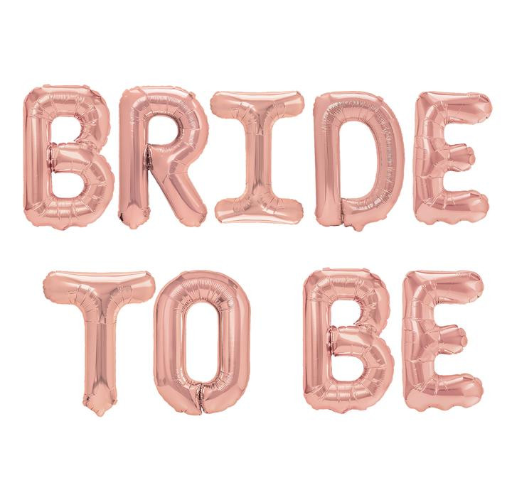 Różowe złoto napis z balonów "Bride to Be"
