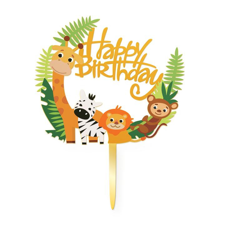 Topper "Happy Birthday" zwierzątka / 15 cm