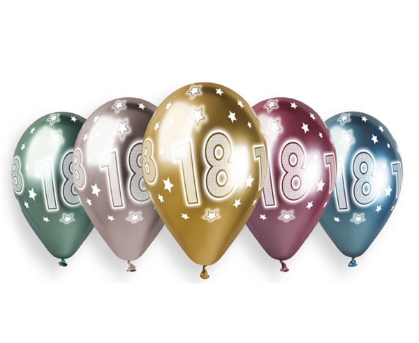Balony lateksowe 13" chromowane "18 urodziny"