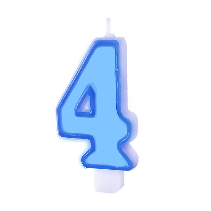 Niebieska świeczka cyferka "4" / 8,5 cm