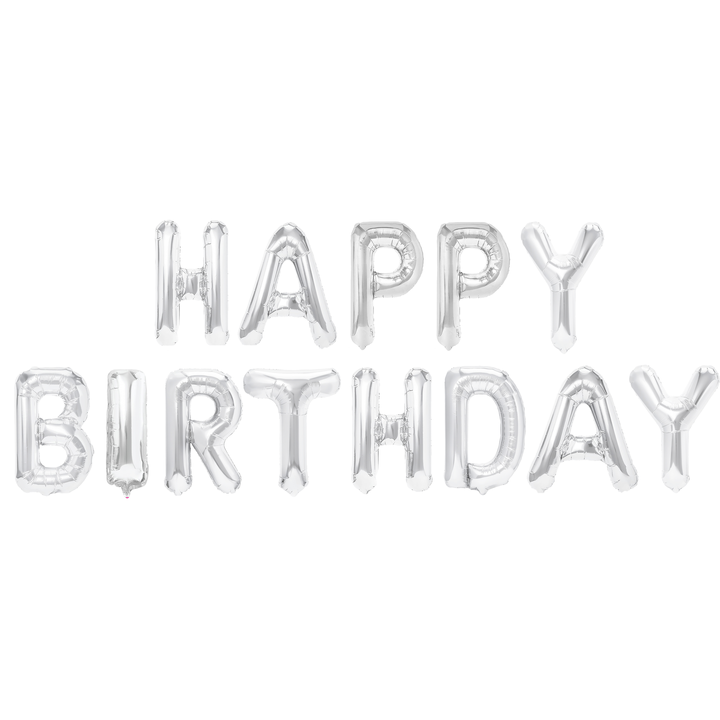 Balonowy napis "Happy Birthday", srebrny