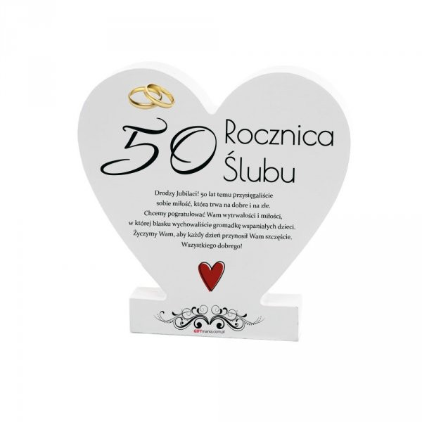 Drewniana tabliczka Serce "50 Rocznica Ślubu"