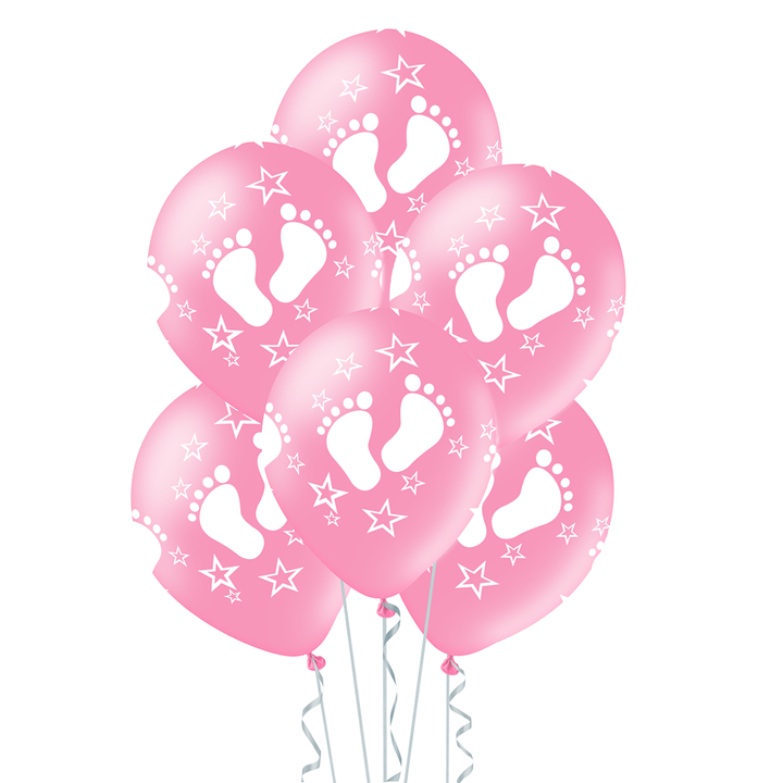 Balony lateksowe 12" różowe stópki