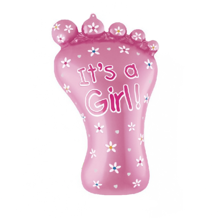 Balon foliowy różowa stópka "It is a girl" / 45x79 cm