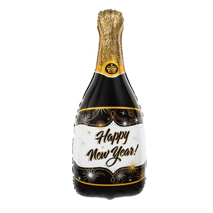 Balon czarna butelka szampana "Happy New Year" / 100x49 cm