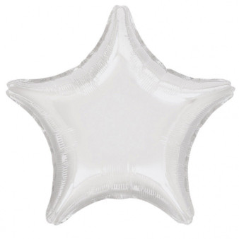 Balon foliowy metalizowany - Gwiazda biała (niezapakowany) / 48 cm