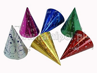 Czapeczki metalizowane "Baloniki", mix kolorów / 15 cm