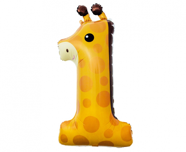 Balon foliowy cyfra "1" Żyrafa